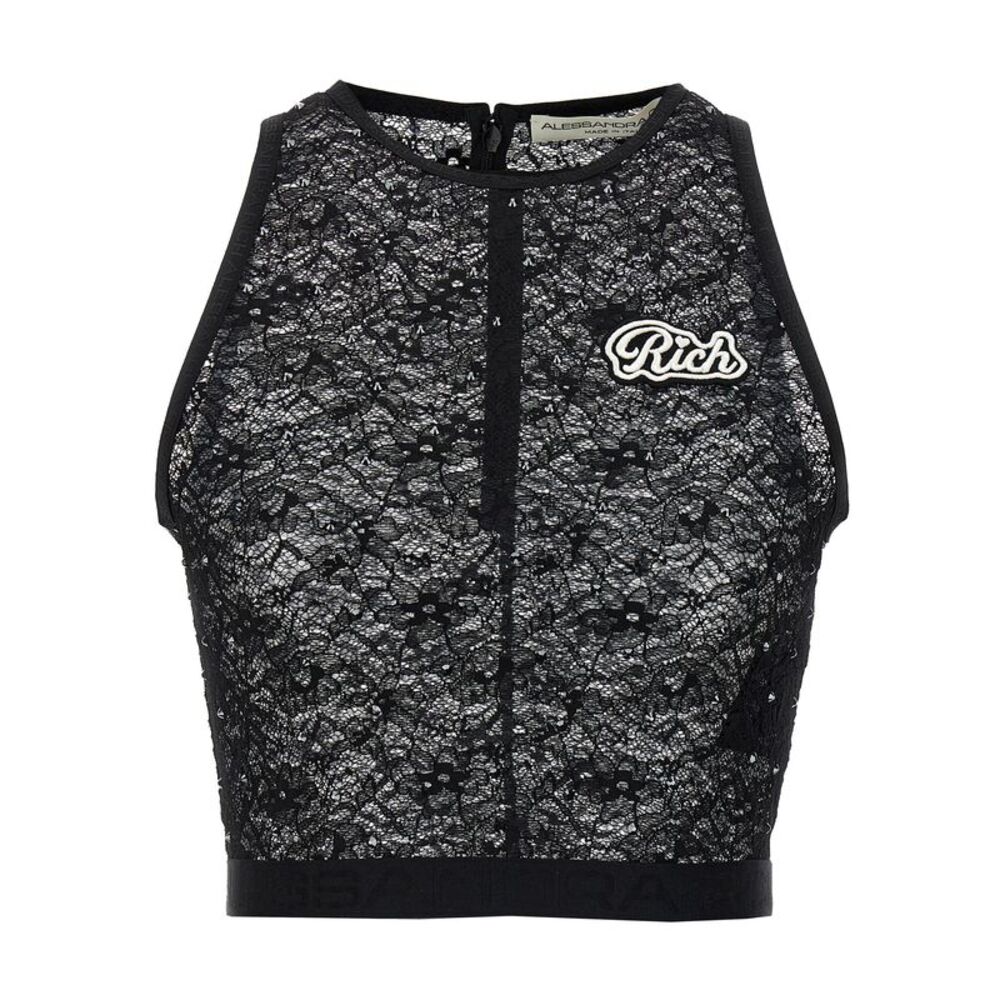 Alessandra Rich Women Rhinestone Lace Top